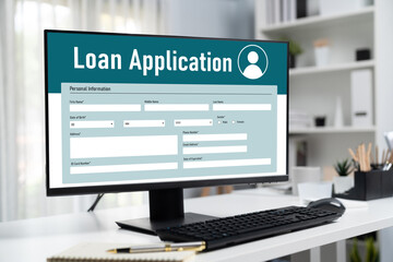 Wall Mural - Online loan application form for brisk digital information collection on the internet network