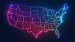 © Lidia - United States of America Map with Luminous States Borders in Futuristic Style