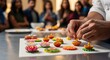 © Stock Library - Dynamic Culinary Art Performance at Modern Diwali Food Festival: Chef Sculpting Edible Desserts with Blurred Motion