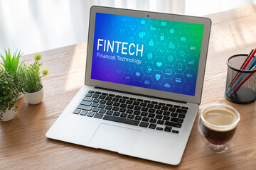 Wall Mural - Fintech financial technology software for modish business to analyze marketing strategy