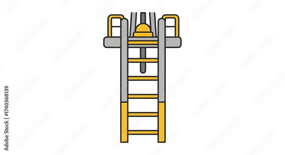 Ladder Platform Structure Industrial Elevated Ladder Structure with Safety Railings and Platform ...