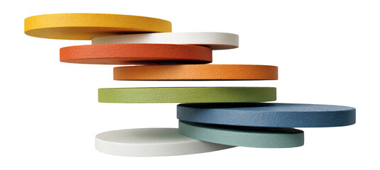 Colorful Isolated Circular Objects in Dynamic Stack on Transparent Background