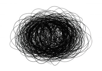 Black tangled web abstract isolated on a transparent background