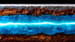 © Kanomaoi - A cross-section of earth reveals a powerful, glowing blue underground electrical cable.