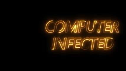 Neon computer infected warning alert screen loop blinking glitch error animation. concept of computer hacking, data theft, scam, phishing. system warning