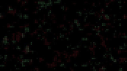 Hi tech motion graphic background, flickering dots on dark background