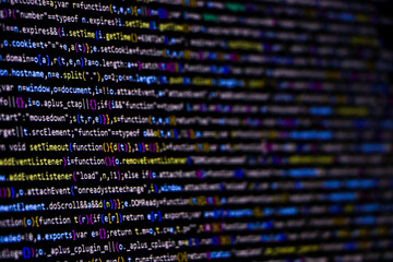 Software source code. Programming code. Programming code on computer screen. Developer working on program codes in office. Source code photo. Technology background