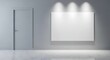 © NOYON_4513 - Modern Room with Door and Illuminated Blank Canvas interior whiteboard