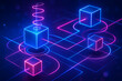 © Tanu - Futuristic blockchain cubes glowing with neon connections representing digital networks