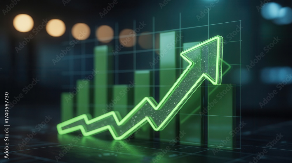 Dynamic green arrow chart showcases soaring business growth and ...