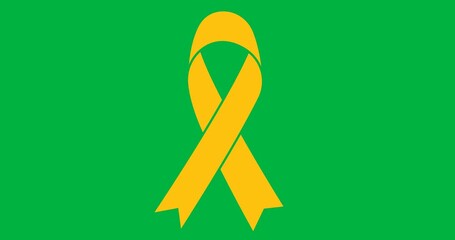 Wall Mural - Digital animation of yellow ribbon icon against copy space on transparent background