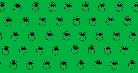 Wall Mural - Multiple human head icons in seamless pattern against copy space on transparent background