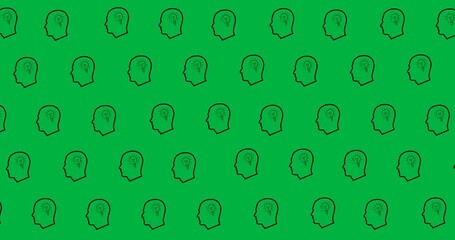 Wall Mural - Multiple human head icons in seamless pattern against copy space on transparent background