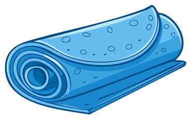 Blue rolled object illustration, vector style with circles and dots.