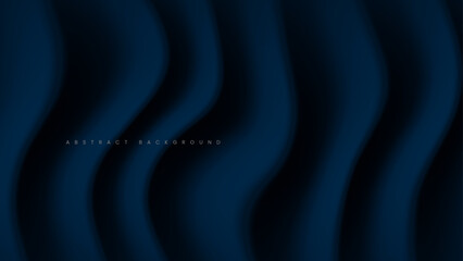 Wall Mural - Dark blue abstract background with wave like design.