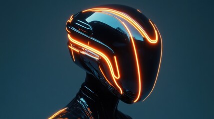Futuristic helmet with glowing lights