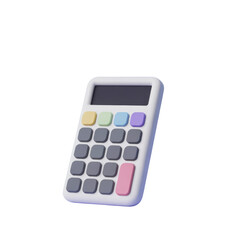Modern white calculator with colorful buttons and digital display for calculations