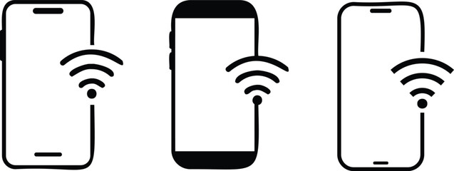 Wall Mural - Smart phone with wifi icon. WIFI signal with mobile phone icon. wifi phone icon vector sign
