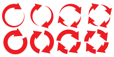 Wall Mural - Circular arrows icon. A set of arrows arranged in a circle. Update, Reboot, Refresh, Reload icon. Vector clipart.