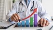 © rashid - Confident doctor analyzes rising healthcare profits with digital chart, symbolizing financial growth and medical success in modern practice.