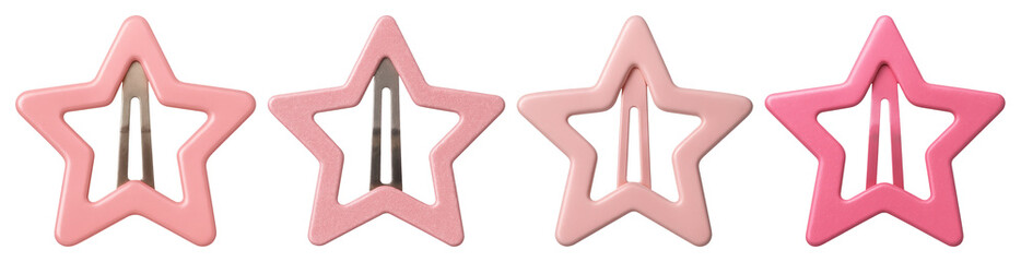 Wall Mural - PNG Pink star-shaped hair clips, element set on transparent background