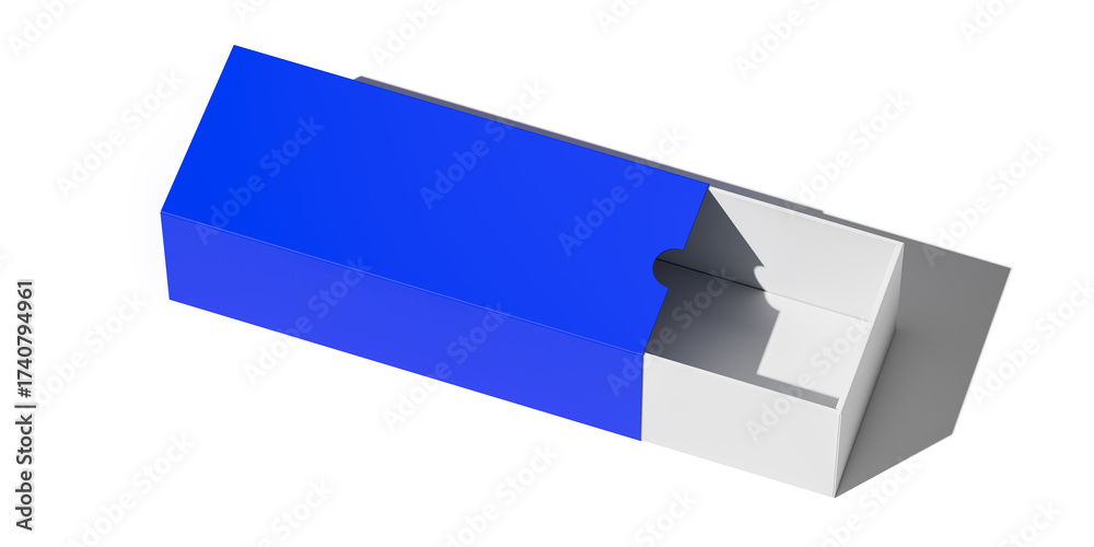 Retangular Sliding Box Blank blue and white rectangular sliding box mockup template for ...