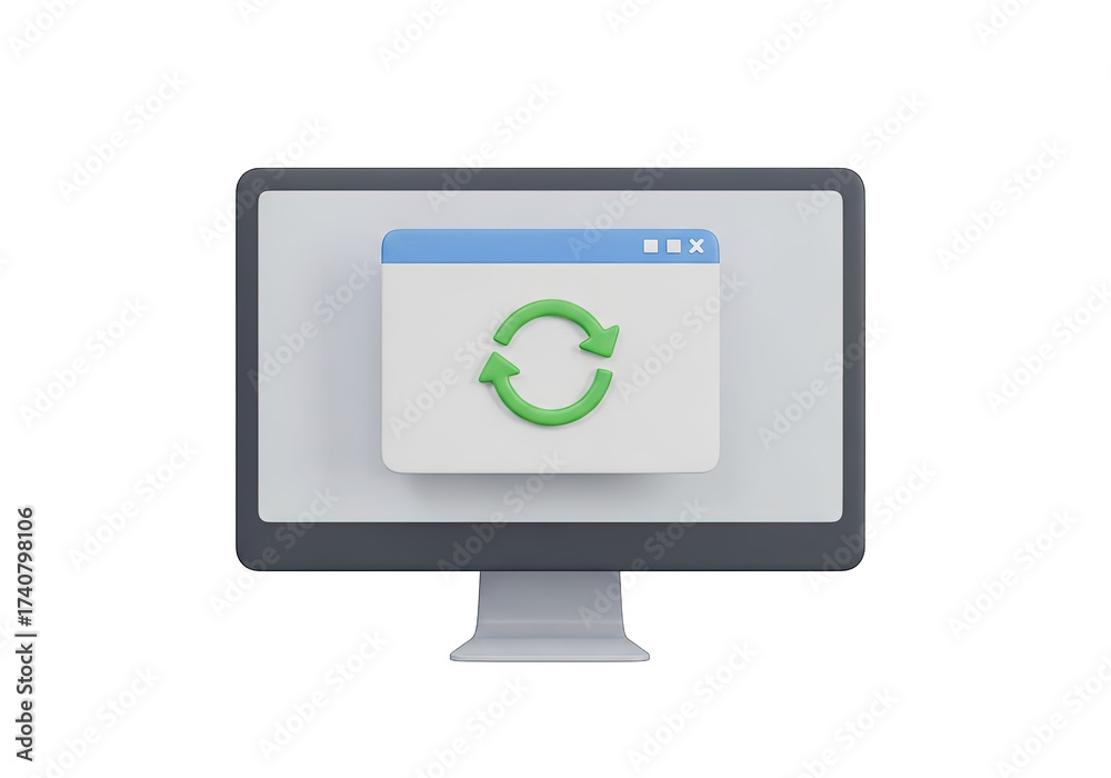 Computer Monitor with Refresh Symbol on Popup Window Transparent ...
