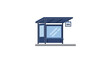 © Wendikadig - Blue Bus Stop Shelter with Sign and Bench.