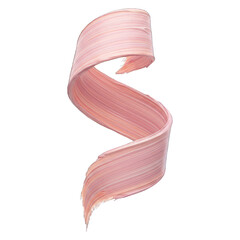 Wall Mural - Textured pink-peach paint swirl ribbon, abstract S-shape on black background