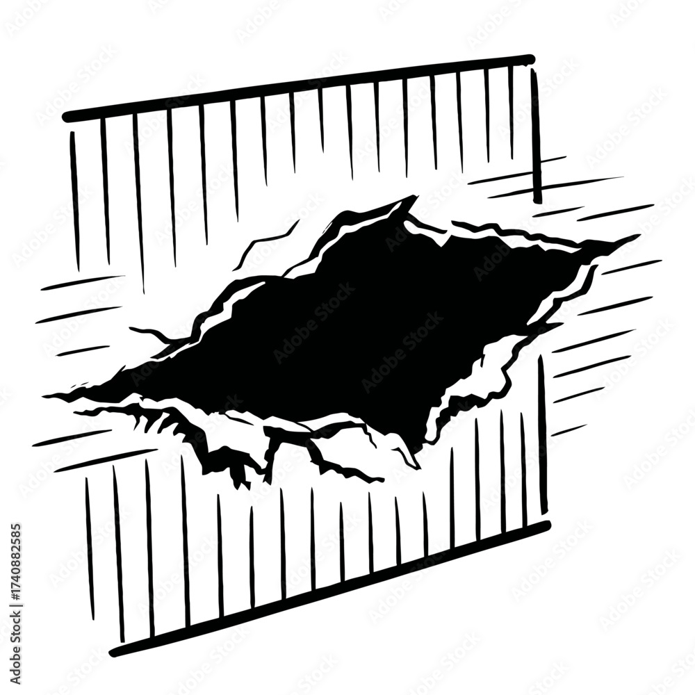 Jagged Rips Dynamic breakthrough visual showcasing a jagged rip tearing through ...