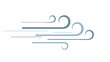 © Angga Yudistira - A stylized graphic illustration of blowing wind with blue and gray lines and swirls on a white background.