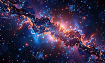 Wall Mural - Abstract cosmic background with twinkling stars, perfect for space-themed designs or digital art projects, mystical, stars, nebula