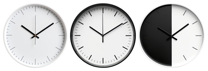 Wall Mural - PNG Minimalist wall clocks design, element set on transparent background