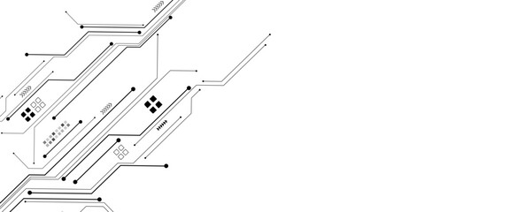 Wall Mural - Vector abstract technology on a white background. Technology black circuit diagram.