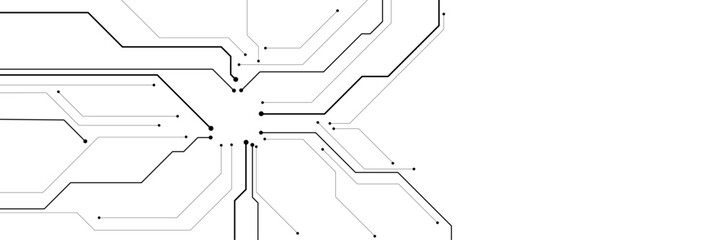 Wall Mural - Vector abstract technology on a white background. Technology black circuit diagram.