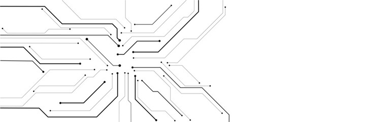 Wall Mural - Vector Technology black circuit diagram concept. Abstract technology on white background. High-tech circuit board.