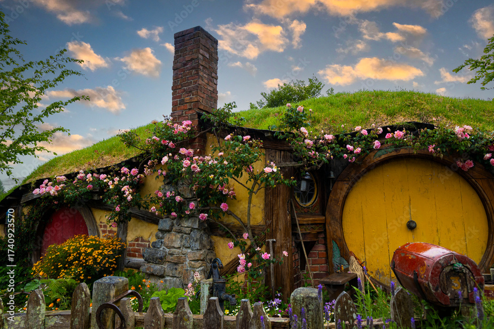 MATAMATA- NEW ZEALAND -NOVEMBER -2- 2022: Hobbiton - movie set created ...