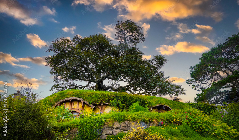 MATAMATA- NEW ZEALAND -NOVEMBER -2- 2022: Hobbiton - movie set created ...