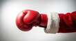 © Nimra - A santa claus arm with a red boxing glove against a white background in a studio shot style