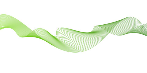Wall Mural - Abstract Smooth stylish abstract green wave background,Green abstract wave flow isolated on white background as transparent.seamless wave pattern glowing science flowing line graphic template,