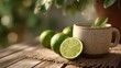 © faldsaj - Refreshing Lime Infusion: A serene scene of lime-infused tea and fresh limes