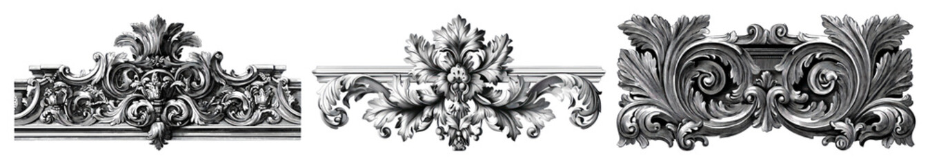 Wall Mural - PNG Elegant vintage ornamental designs, element set on transparent background