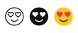 © 7Author - Heart eyes emoji set in monochrome and color variations