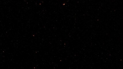 Wall Mural - Abstract loop animation flickering glow orange star particles flying on black background. 4K 3D seamless looping gold bokeh particles dust fly in the air