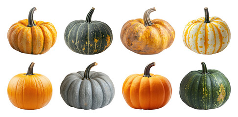 Wall Mural - Colorful pumpkins in diverse varieties.
