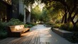© Maeksl - Urban Oasis: A Serene Pathway Through Architecture and Verdant Greenery