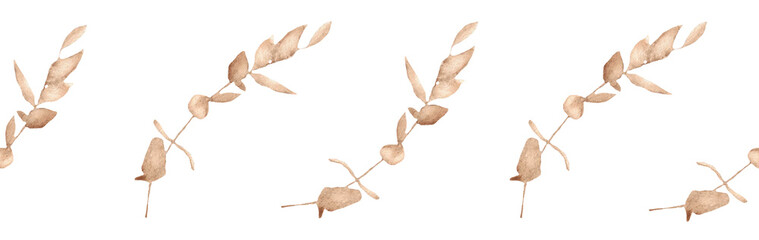 Orange leaves border on a white background. Hand-drawn illustration. Perfect for autumn.
