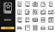 © nida - Thin line book icons set of 20 vector symbols including diary, notebook, literature, education, reading, and study materials design