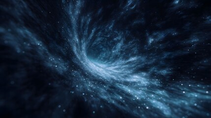 Wall Mural - A swirling luminous tunnel of glowing cosmic dust and particles in deep space suggesting a wormhole or hyperspace travel