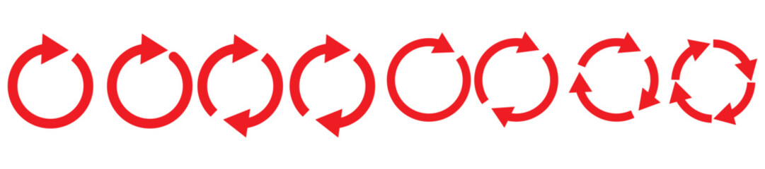 Wall Mural - Blue circle arrows icon set. Round reload sign, repeat icon, rotate arrow symbol, arrow pictogram, refresh reload rotation loop sign set